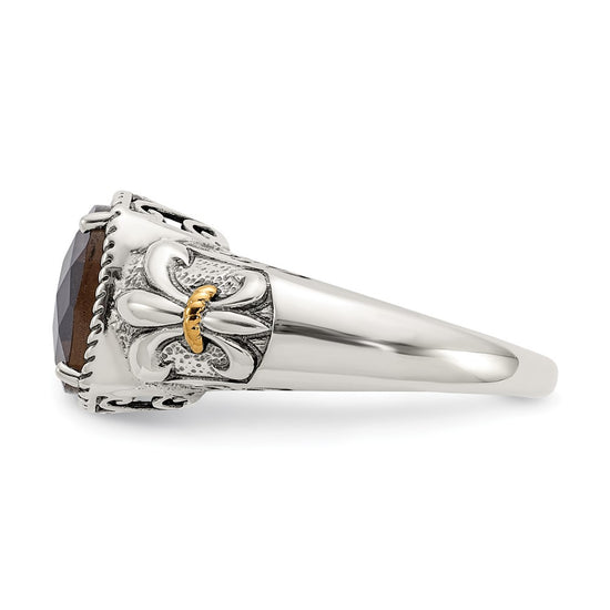 Sterling Silver Antiqued w/14k Gemstone Rings