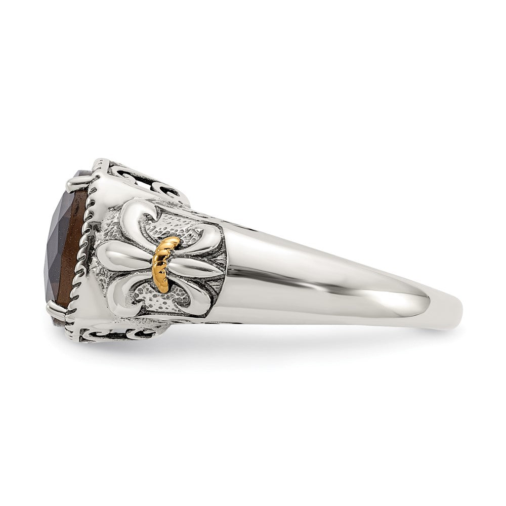 Sterling Silver Antiqued w/14k Gemstone Rings