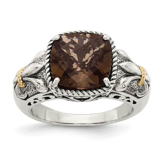Sterling Silver Antiqued w/14k Gemstone Rings
