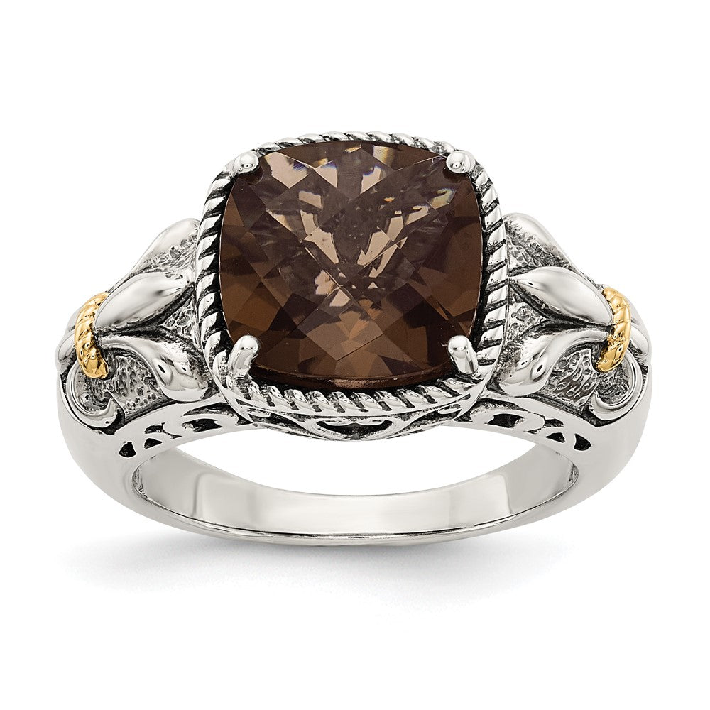 Sterling Silver Antiqued w/14k Gemstone Rings