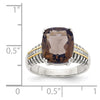 Shey Couture Sterling Silver with 14K Accent Antiqued Cushion Smoky Quartz and Diamond Ring