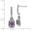 Shey Couture Sterling Silver with 14K Accent Antiqued Cushion Amethyst Post Dangle Earrings