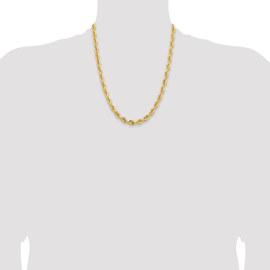 Gold (14K & 10K) Diamond-Cut Quadruple Rope Chain — 7 mm
