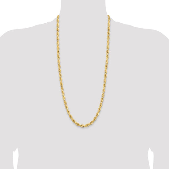 Gold (14K & 10K) Diamond-Cut Quadruple Rope Chain — 7 mm