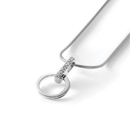White Ice Sterling Silver Rhodium-plated 18 Inch Open Circle Diamond Necklace with 2 Inch Extender