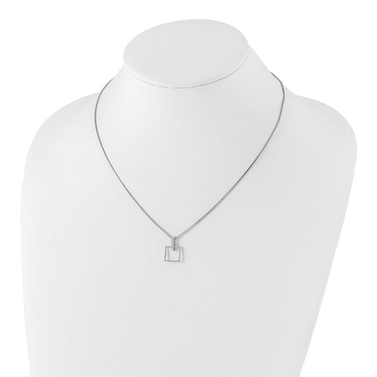 White Ice Sterling Silver Rhodium-plated 18 Inch Diamond Open Squared Necklace with 2 Inch Extender