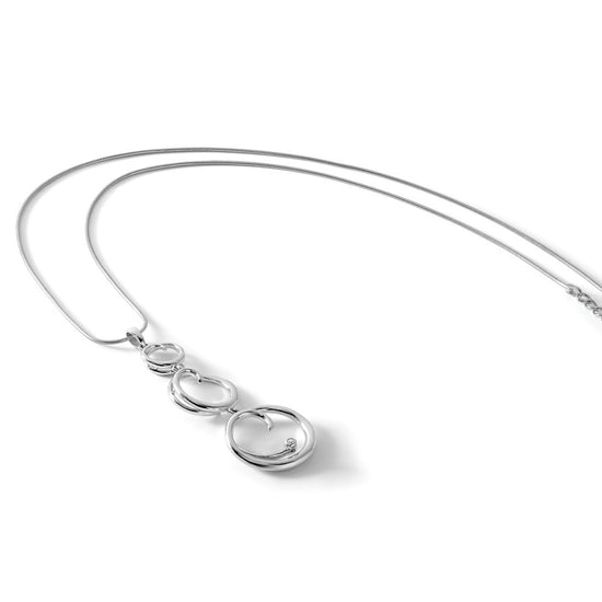 White Ice Sterling Silver Rhodium-plated 18 Inch Diamond Swirl Necklace with 2 Inch Extender