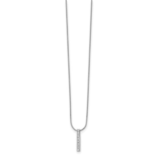 14k White Gold 1/8 carat Lab Grown Diamond VS/SI+ G+ Complete 18 inch Vertical Bar Pendant Necklace