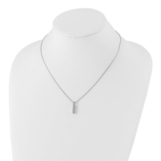 14k White Gold 1/8 carat Lab Grown Diamond VS/SI+ G+ Complete 18 inch Vertical Bar Pendant Necklace