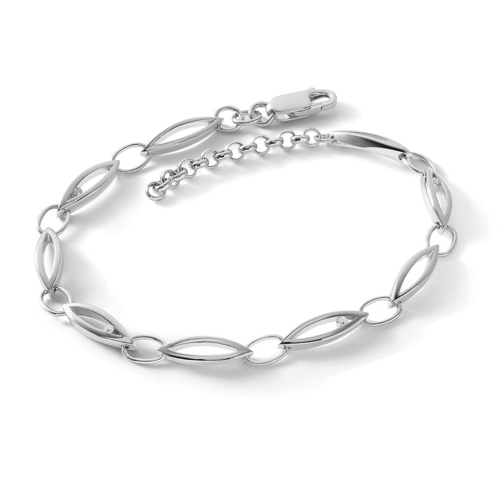White Ice Sterling Silver Rhodium-plated 7 Inch Diamond Bracelet with 1 Inch Extender