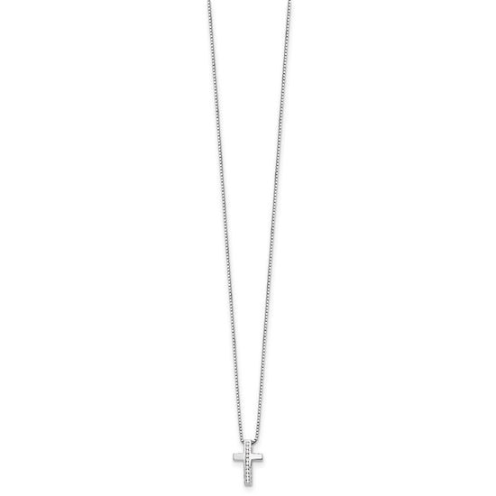 White Ice Sterling Silver Rhodium-plated 18 Inch Diamond Cross Slide Pendant Necklace with 2 Inch Extender