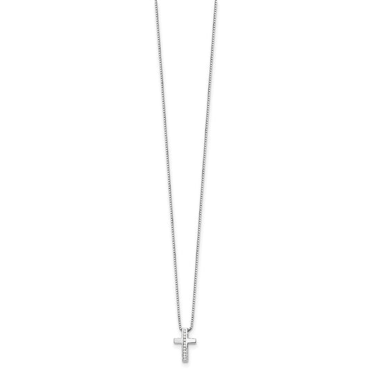 White Ice Sterling Silver Rhodium-plated 18 Inch Diamond Cross Slide Pendant Necklace with 2 Inch Extender