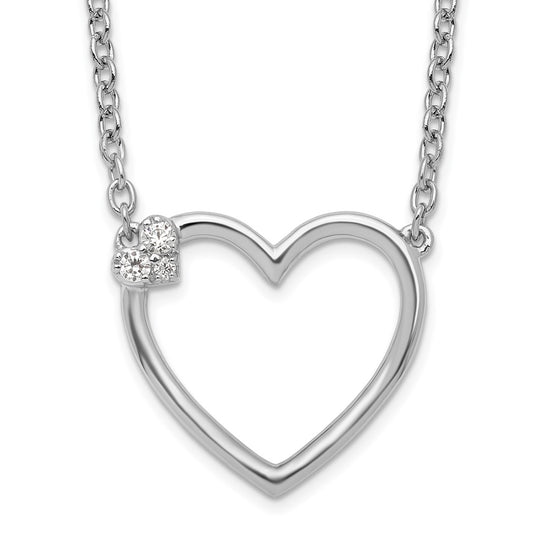 White Ice Sterling Silver Rhodium-plated 18 Inch Diamond Open Heart Necklace