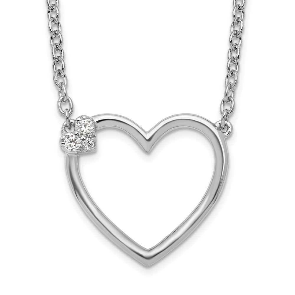 White Ice Sterling Silver Rhodium-plated 18 Inch Diamond Open Heart Necklace