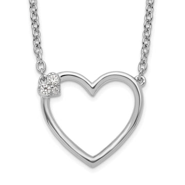 White Ice Sterling Silver Rhodium-plated 18 Inch Diamond Open Heart Necklace