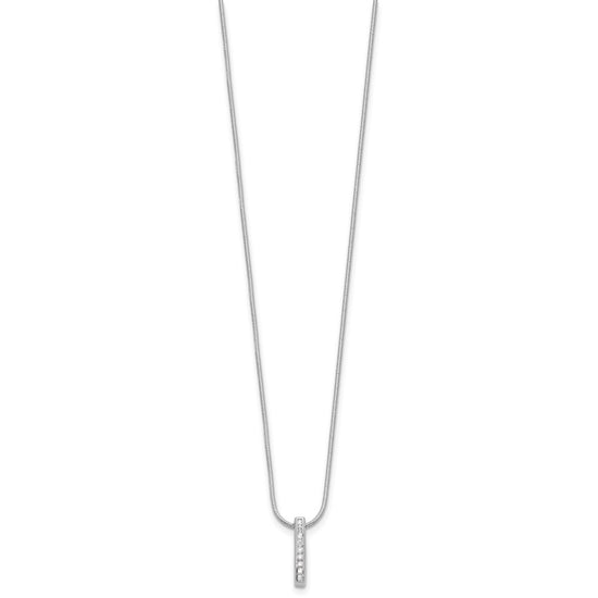 White Ice Sterling Silver Rhodium-plated 18 Inch Chanel-set Diamond Vertical Bar Necklace with 2 Inch Extender