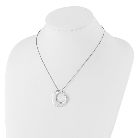 White Ice Sterling Silver Rhodium-plated 18 inch Diamond Circle Necklace plus 2 inch Extender