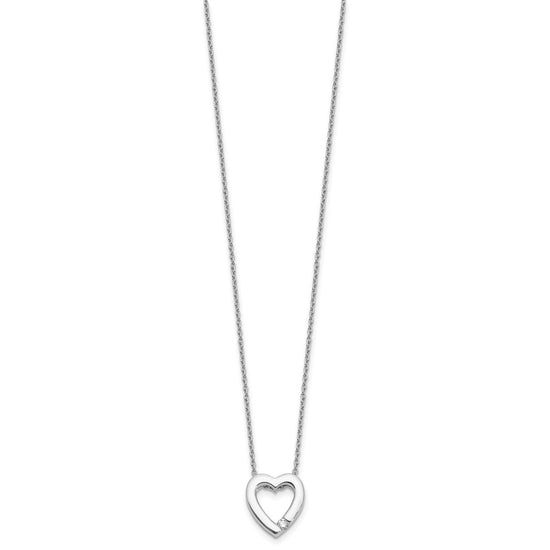 White Ice Sterling Silver Rhodium-plated Diamond Open Heart 18 inch Necklace plus 2 inch Extender