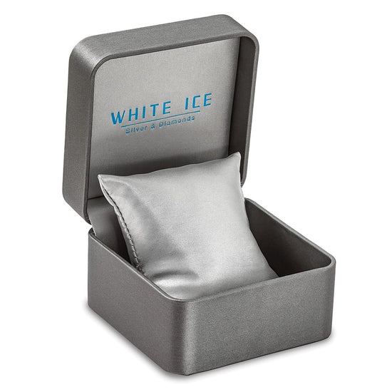 White Ice Sterling Silver Rhodium-plated Diamond Crossover Bangle Bracelet