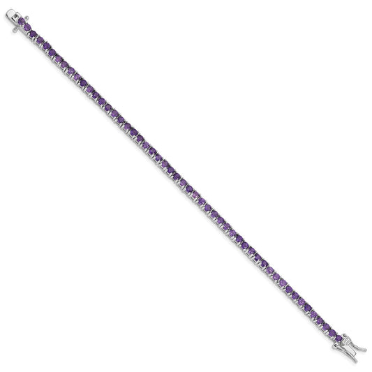 Sterling Silver Rhodium-plated Amethyst Bracelet