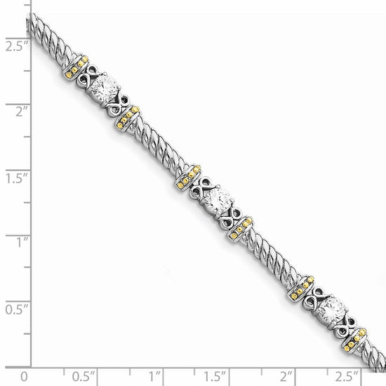 Sterling Silver Rhodium-plated and Vermeil CZ Bracelet