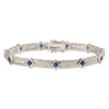 Sterling Silver Rhodium-plated Blue Glass and CZ 7.75 inch Bracelet