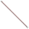 Sterling Silver Rhodium-plated Red Glass and CZ  7 inch Bracelet