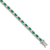Sterling Silver Rhodium-plated Green Glass and CZ  7 inch Bracelet