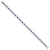 Sterling Silver Rhodium-plated Blue Glass and CZ 7 inch Bracelet