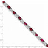 Sterling Silver Rhodium Plated 7inch Red CZ Bracelet