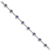 Sterling Silver Rhodium-plated Amethyst and Clear CZ Heart Bracelet