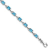 Sterling Silver Rhodium-plated Rectangular Blue Topaz Bracelet