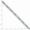 Sterling Silver Rhodium Plated 7.5inch Created Opal XO Bracelet