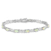 Sterling Silver Rhodium-plated White Created Opal and CZ 7.5inch Bracelet