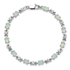 Sterling Silver Rhodium Plated 7inch CZ/Created Opal XO Bracelet
