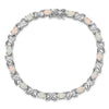 Sterling Silver Rhodium Plated 8.5 inch Created Opal XO Bracelet