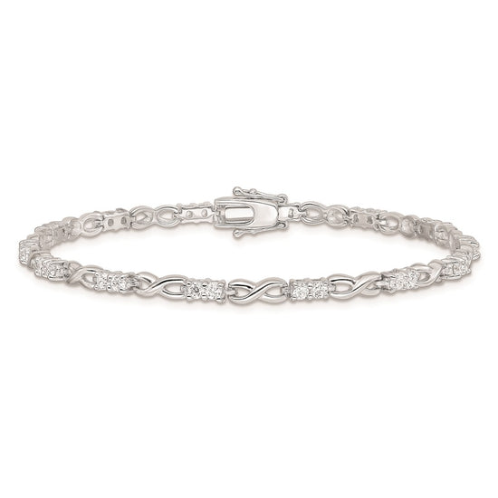 Sterling Silver Rhodium-plated CZ Infinity Bracelet