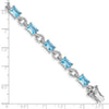 Sterling Silver Rhodium-plated Blue and Clear CZ Bracelet