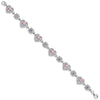Sterling Silver Rhod-plated 7inch Pink and Clear CZ Heart Bracelet
