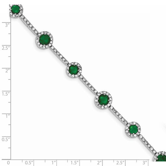 Sterling Silver Rhodium-plated 7.5inch Green and Clear CZ Bracelet