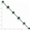 Sterling Silver Rhodium-plated 7.5inch Green and Clear CZ Bracelet
