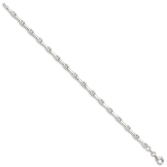 Sterling Silver CZ Fancy Polished Bracelet