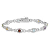 Sterling Silver 7in Rhod Plated Multicolored Gemstone Link Bracelet