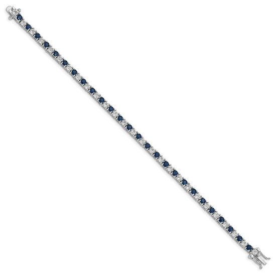 Sterling Silver Rhodium-plated Sapphire & White Topaz Tennis Bracelet