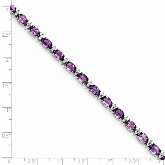 Sterling Silver Rhodium-plated Gemstone & White Topaz Bracelets