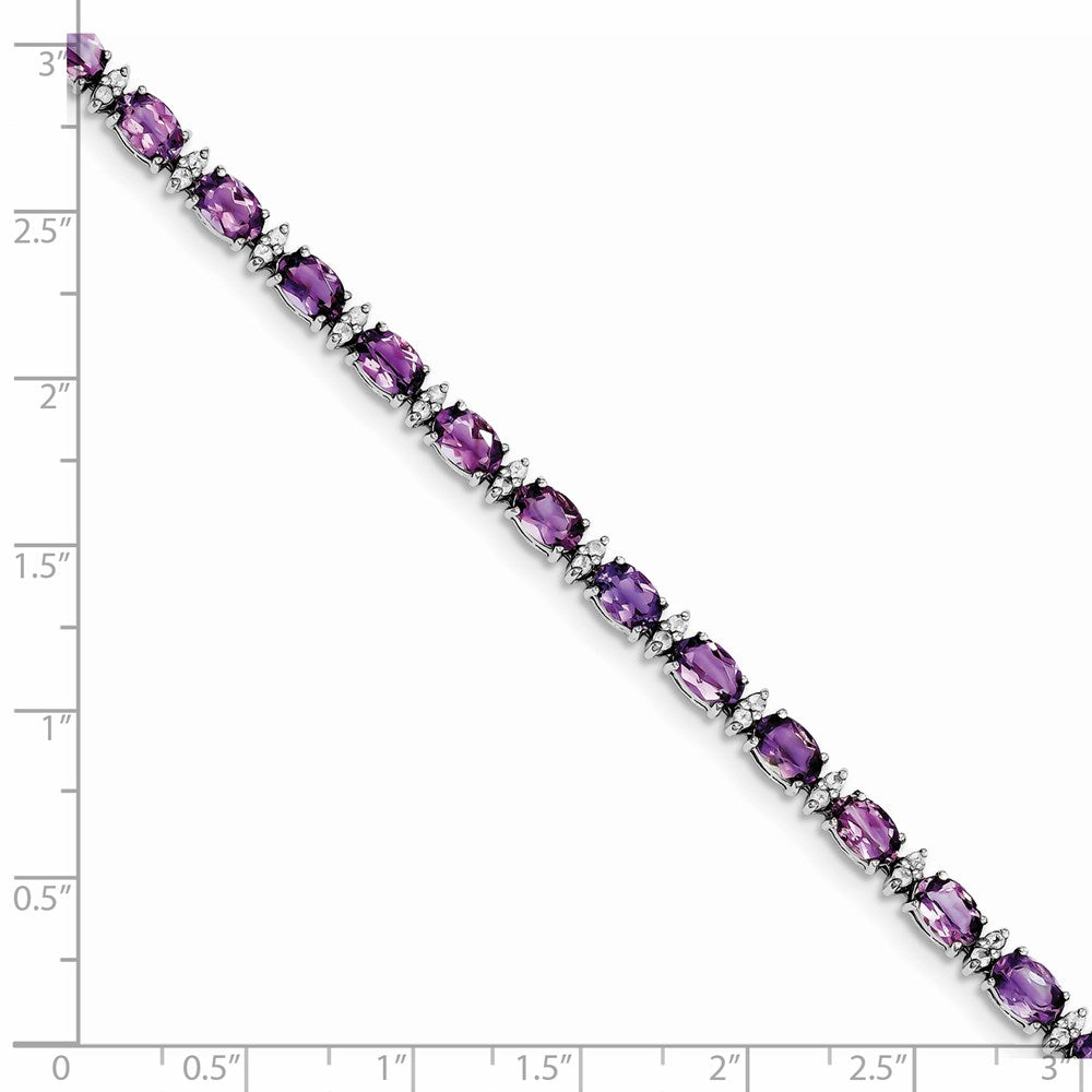 Sterling Silver Rhodium-plated Gemstone & White Topaz Bracelets
