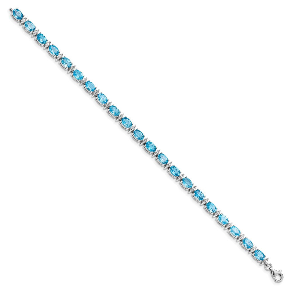Sterling Silver Rhodium-plated Gemstone & White Topaz Bracelets