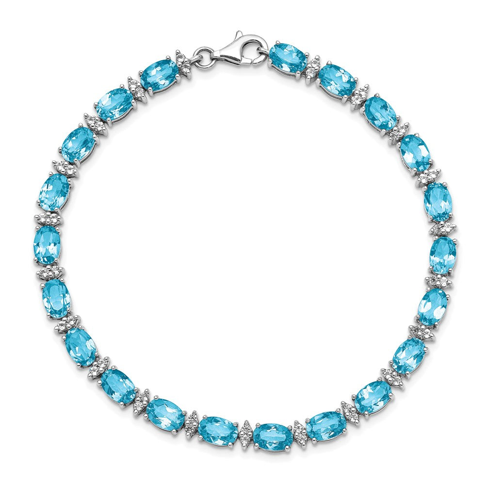 Sterling Silver Rhodium-plated Gemstone & White Topaz Bracelets