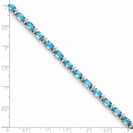Sterling Silver Rhodium-plated Gemstone & White Topaz Bracelets