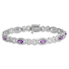 Sterling Silver Rhodium-plated Diamond & Amethyst Bracelet